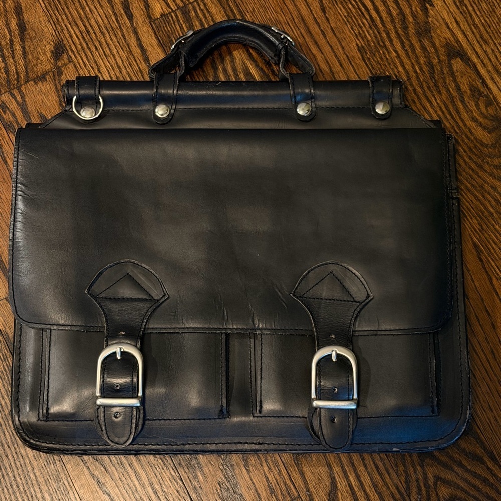Black Leather Men’s Briefcase Bag